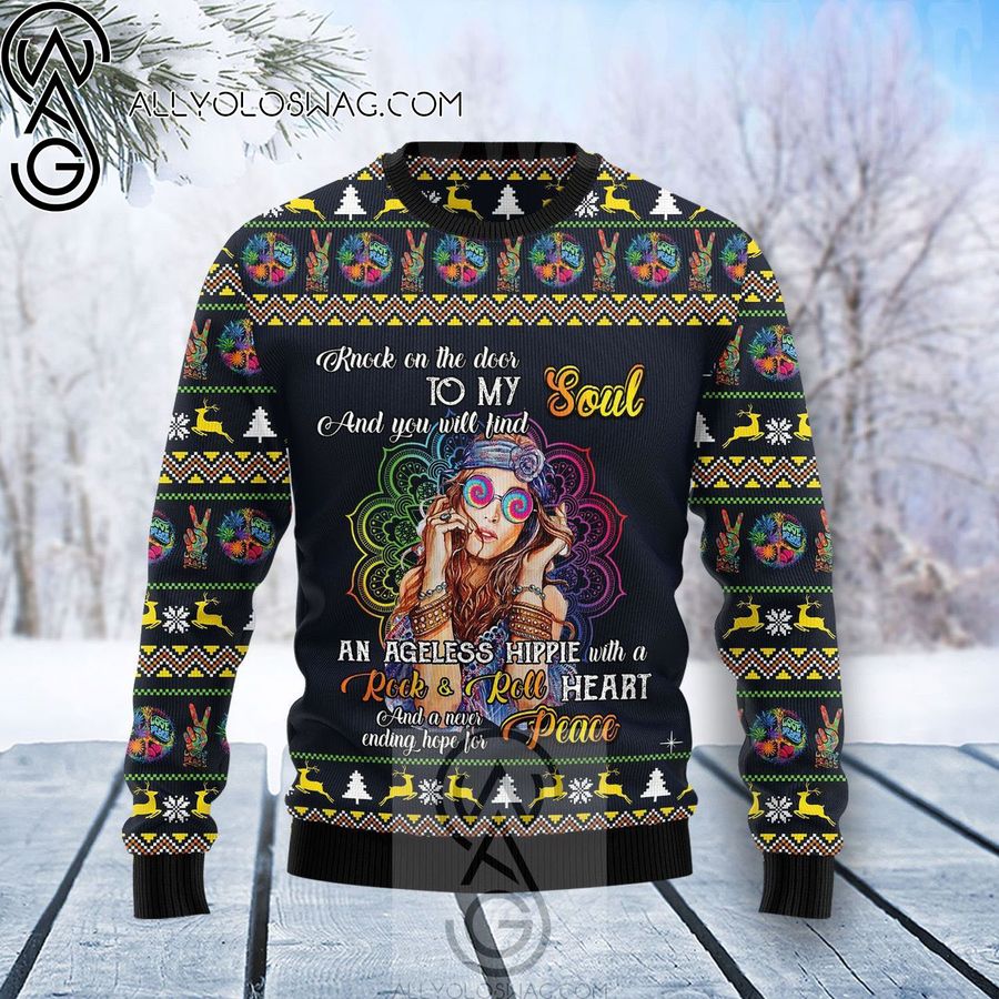 Hippie Girl Knitting Pattern Ugly Christmas Sweater