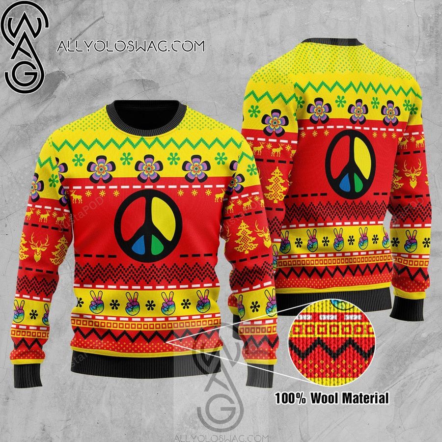 Hippie Peace Symbols Knitting Pattern Ugly Christmas Sweater