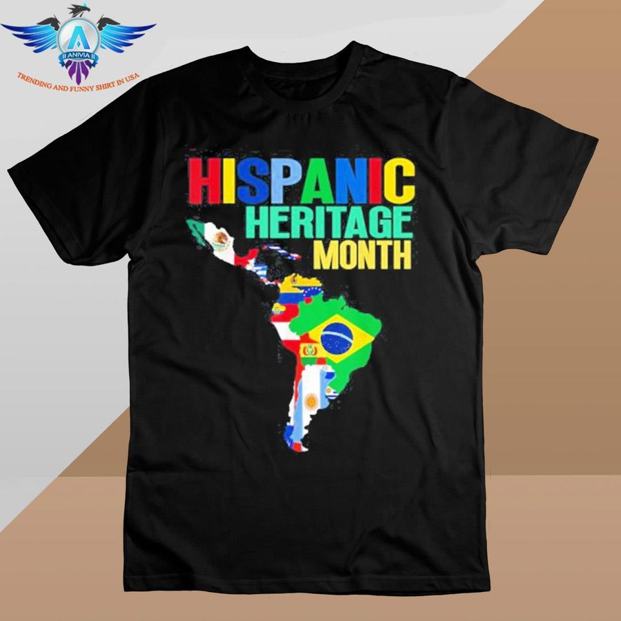 Hispanic heritage month latin countries map flags shirt