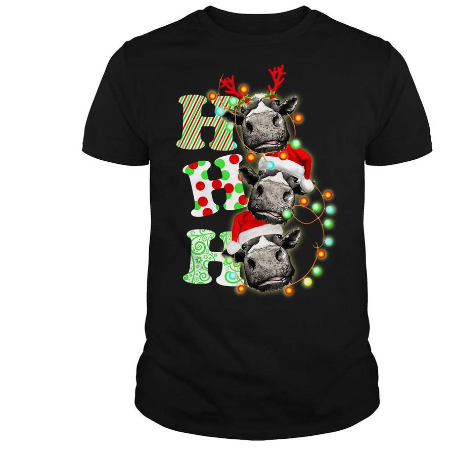 Ho Ho Ho Cow Santa Christmas Light Shirt