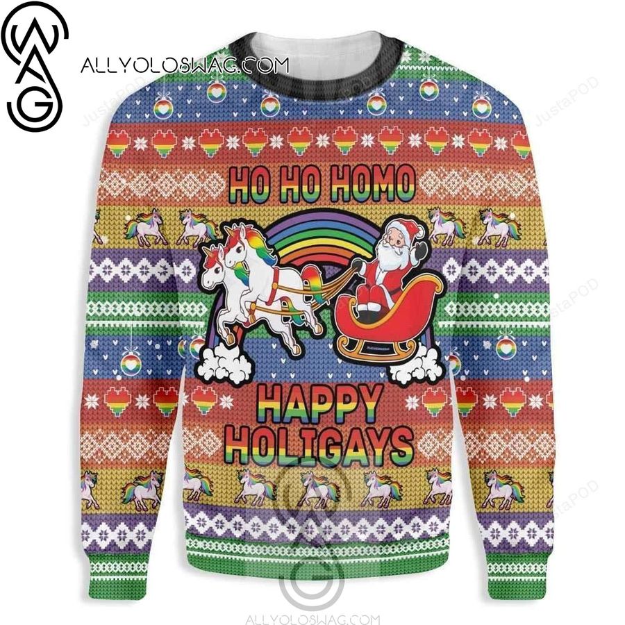 Ho Ho Ho Homo Happy Holigays LGBT Knitting Pattern Ugly Christmas Sweater