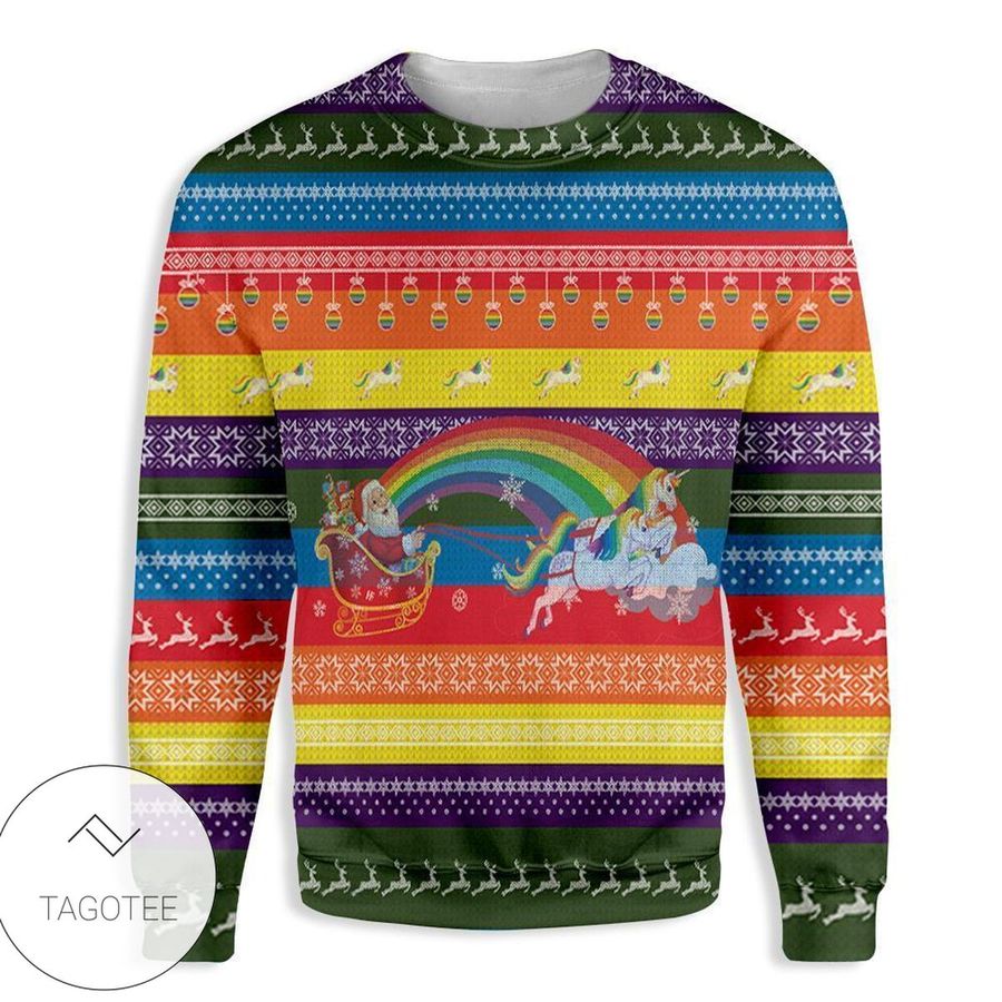 Ho Ho Ho Homo Unicorn Christmas Pride Ugly Sweater