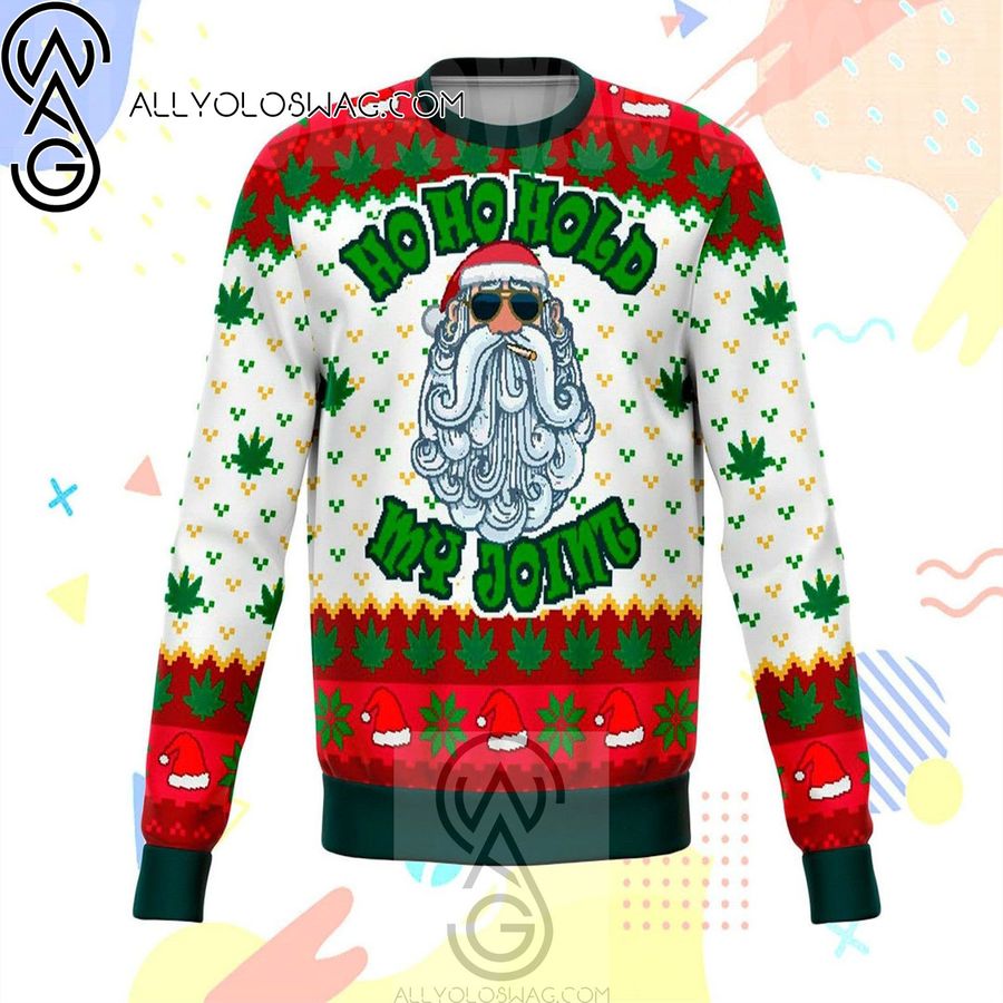 Ho Ho Hold My Joint My Dank Knitting Pattern Ugly Christmas Sweater