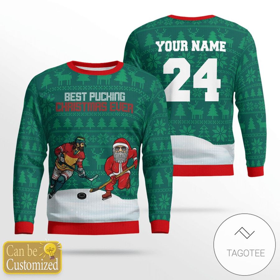Hockey Ice Pucking Christmas Ever Ugly Sweater