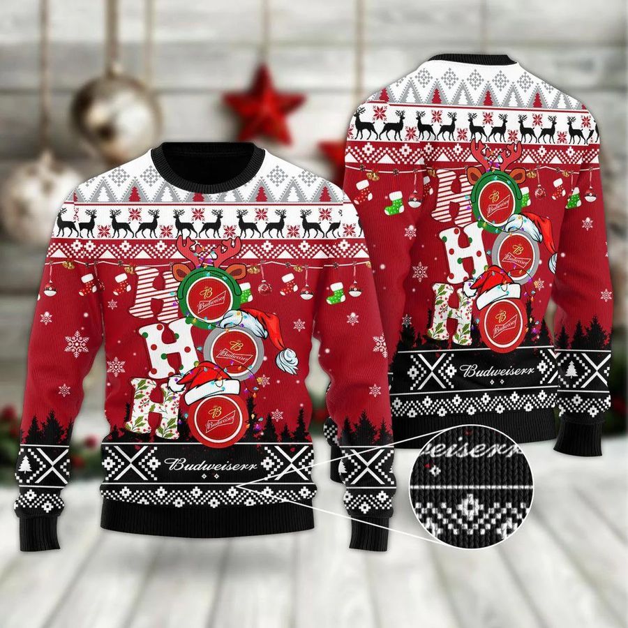 HoHoHo Budweiser Beer Christmas Ugly Sweater