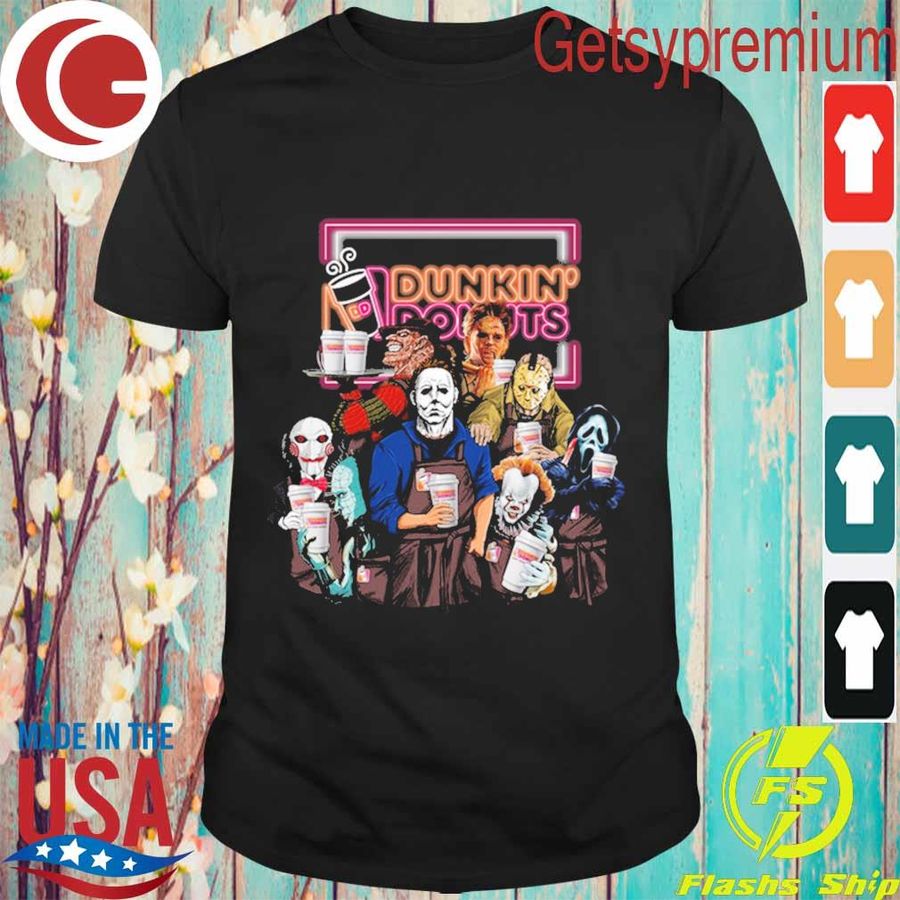 Horror Movie Character Drink Dunkin' Donuts Halloween Shirt