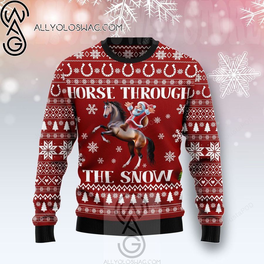 Horse Through The Snow Christmas Knitting Pattern Ugly Christmas Sweater