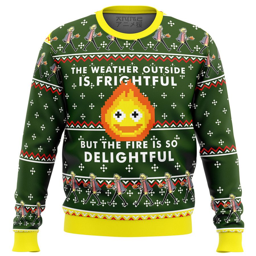 Howls Moving Castle Calcifer Fire is so Delightful Ugly Sweater