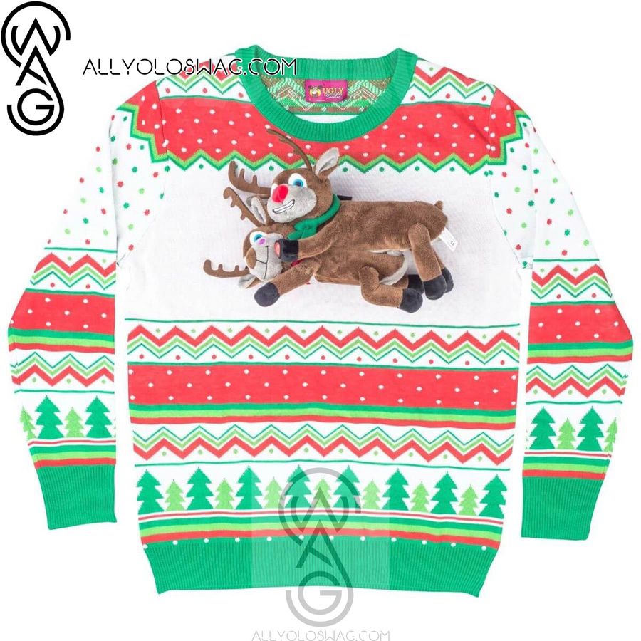 Humping Reindeer Knitting Pattern Ugly Christmas Sweater