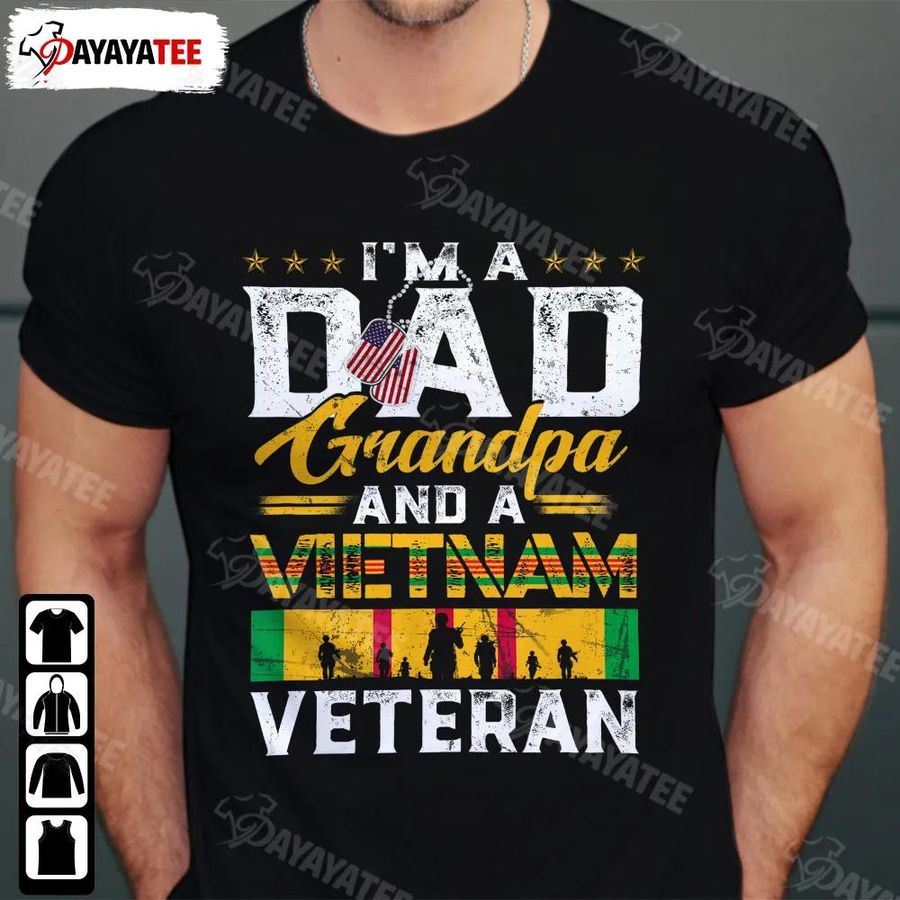 I Am A Dad Grandpa And A Vietnam Veteran Shirt Nothing Scares Me Funny American Flag