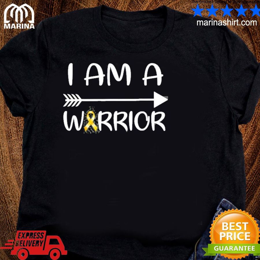 I Am A Warrior Childhood Cancer Awareness Gold Ribbon Gifts Shirt