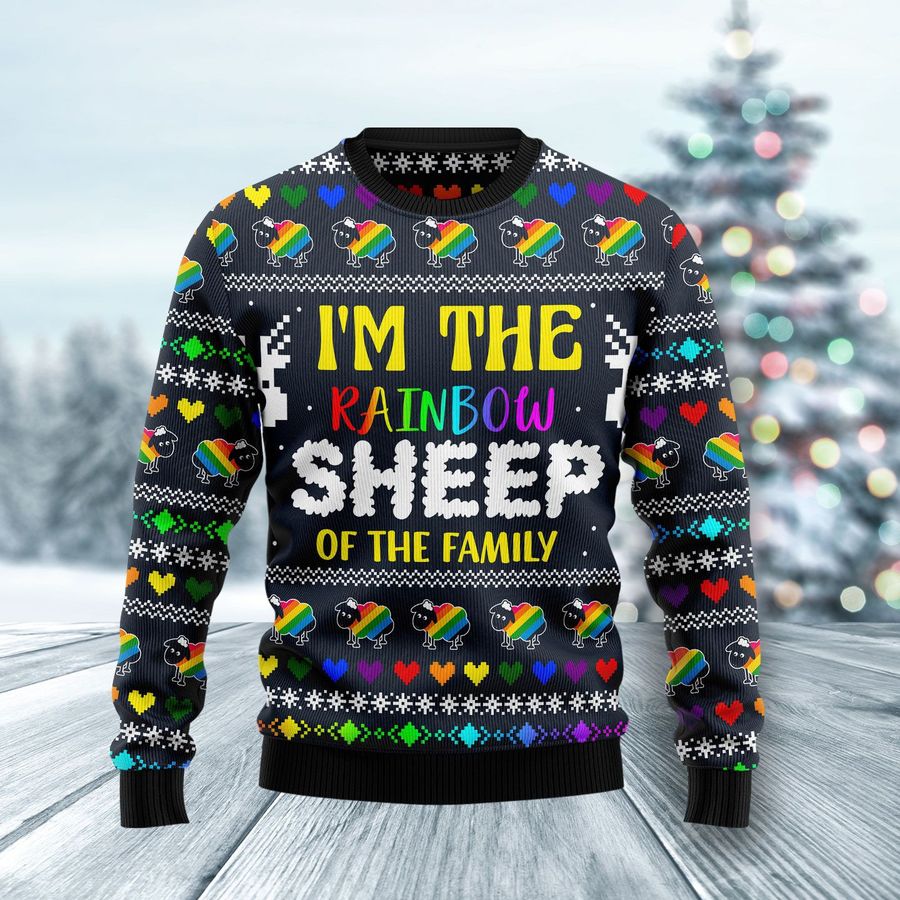 I Am The Rainbow Sheep Of Family Ugly Sweater