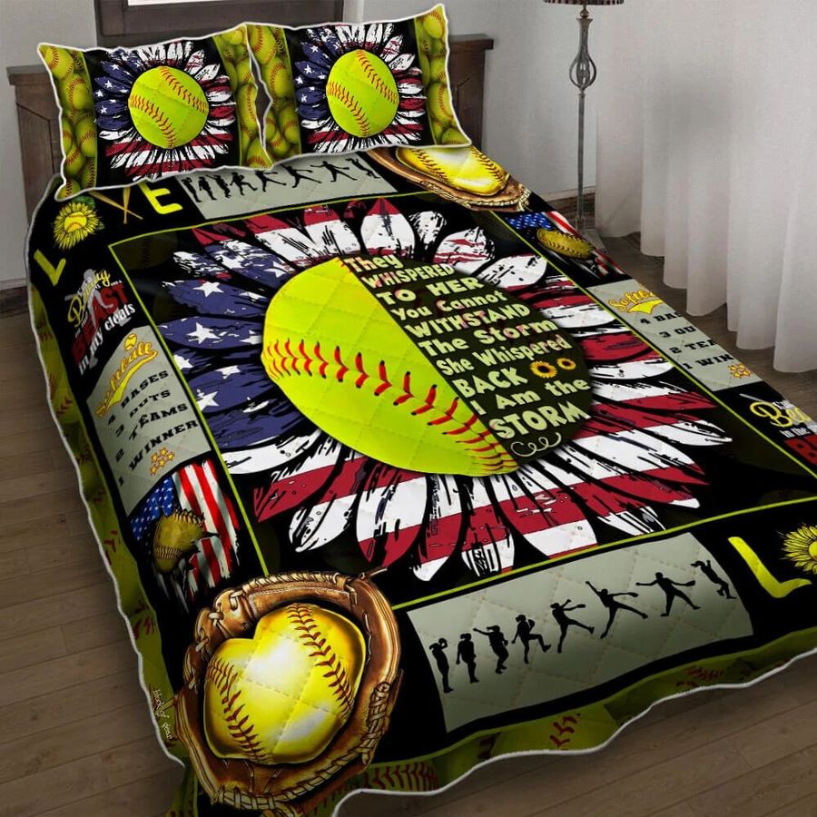 I Am The Storm Softball Quilt Bedding Set