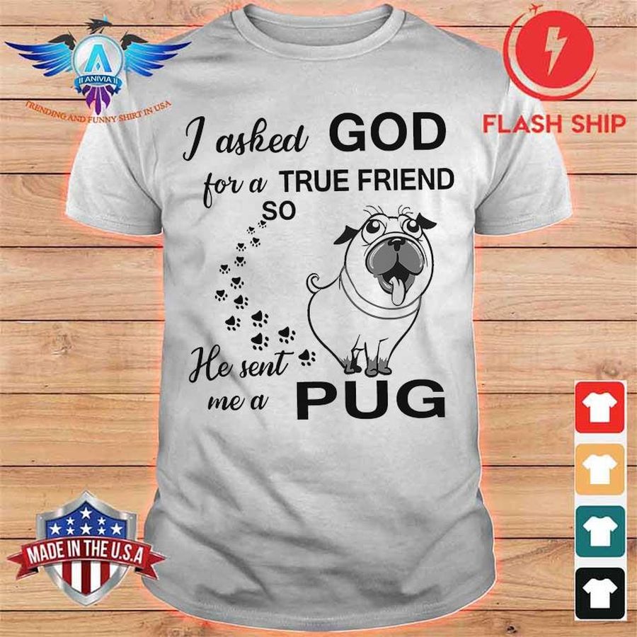 I Asked God For A True Friend He Sent Me A Pug Shirt