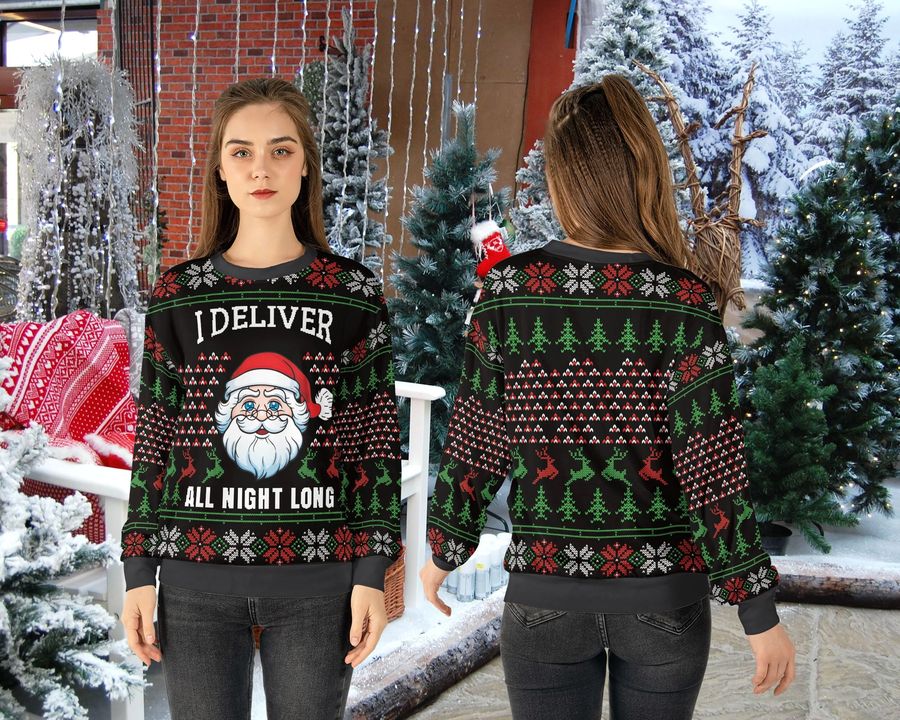 I Deliver All Night Long Ugly Ugly Ugly 2022 Holiday Christmas Happy Xmas Wool Knitted Sweater