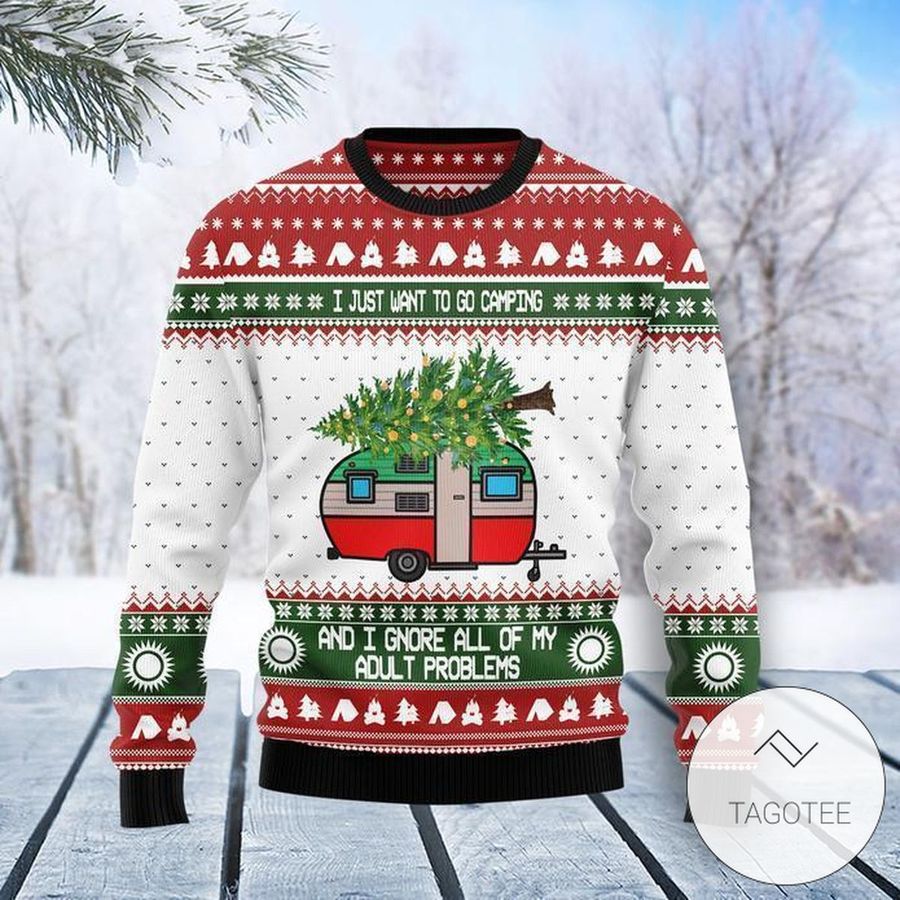 I Just Want To Go Camping Ugly Sweater