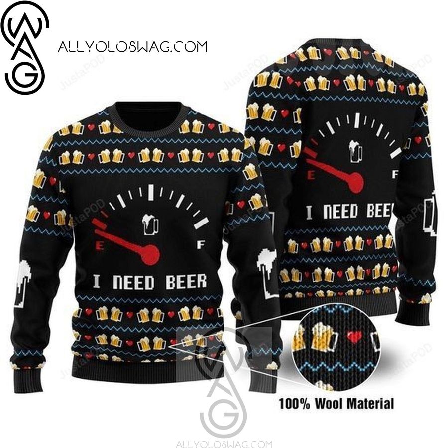 I Need Beer Knitting Pattern Ugly Christmas Sweater