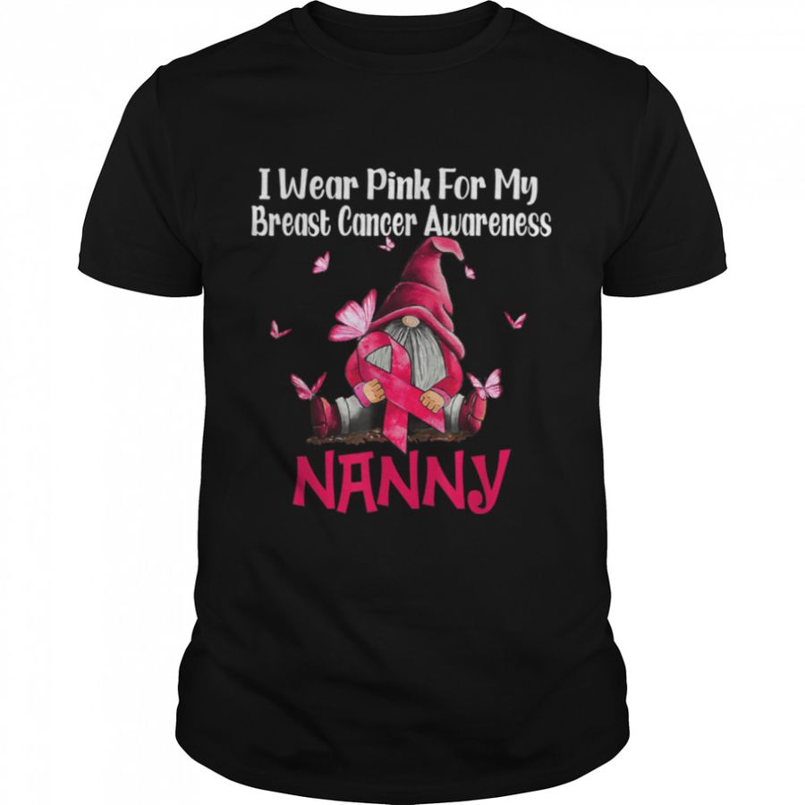 I Wear Pink For My Nanny Breast Cancer Awareness Gnomes T-Shirt B09JT77Q3J