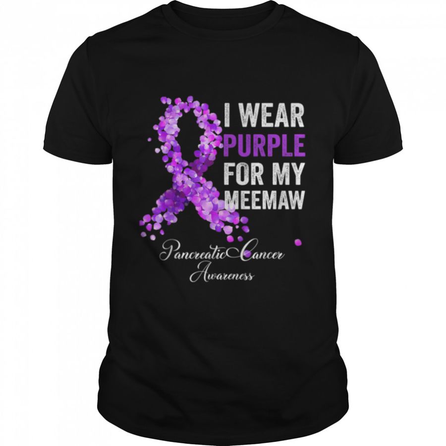 I Wear Purple For My Meemaw Pancreatic Cancer Awareness T-Shirt B09JSDZTJ3
