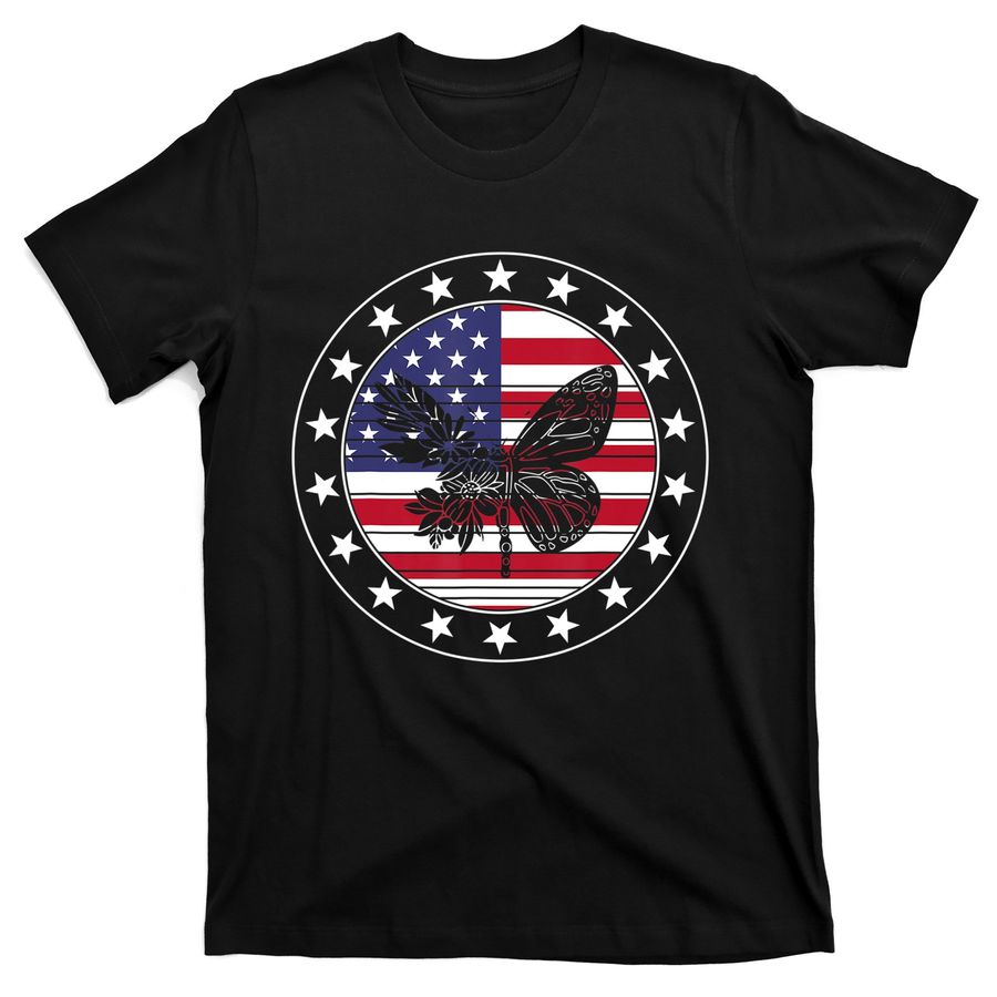 Independence Day Freedom America Flag Butterfly Veteran Usa T-Shirts - 1694