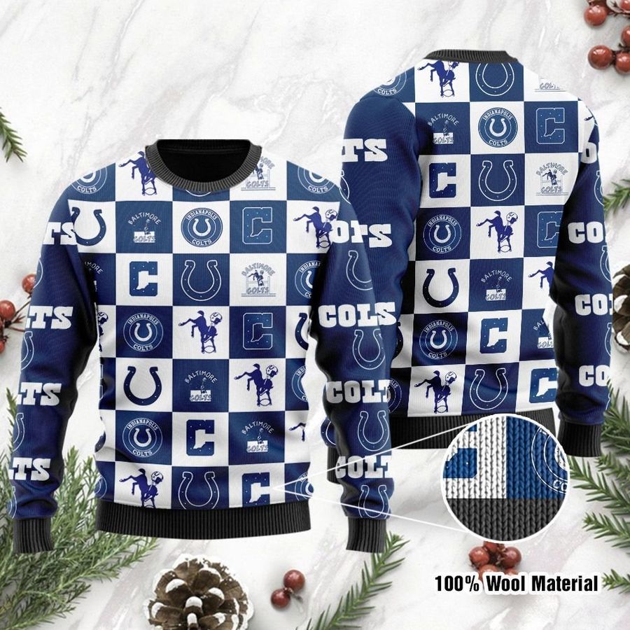 Indianapolis Colts Logo Checkered Flannel Design Ugly Christmas Sweater, Ugly Sweater, Christmas Sweaters, Hoodie, Sweatshirt, Sweater