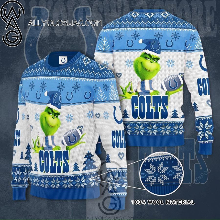Indianapolis Colts The Grinch Knitting Pattern Ugly Christmas Sweater