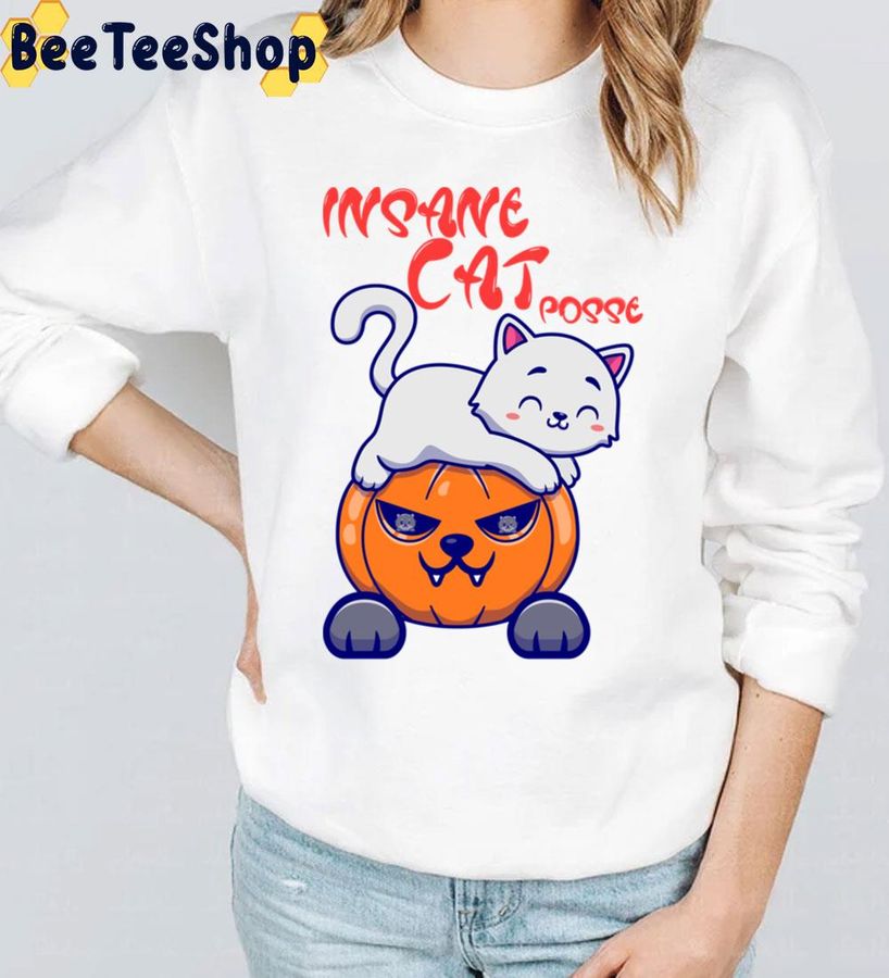 Insane Cat Posse Pumpkin Halloween Trending Unisex Sweatshirt