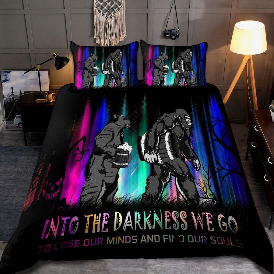 Into The Darkness We Go Bigfoot And Bear Bedding Set Duvet Cover Set