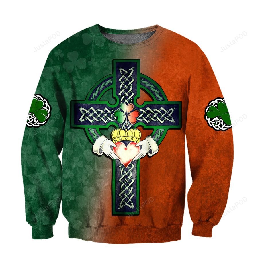 Irish St Patrick is  Day Cross Heart Ugly Sweater