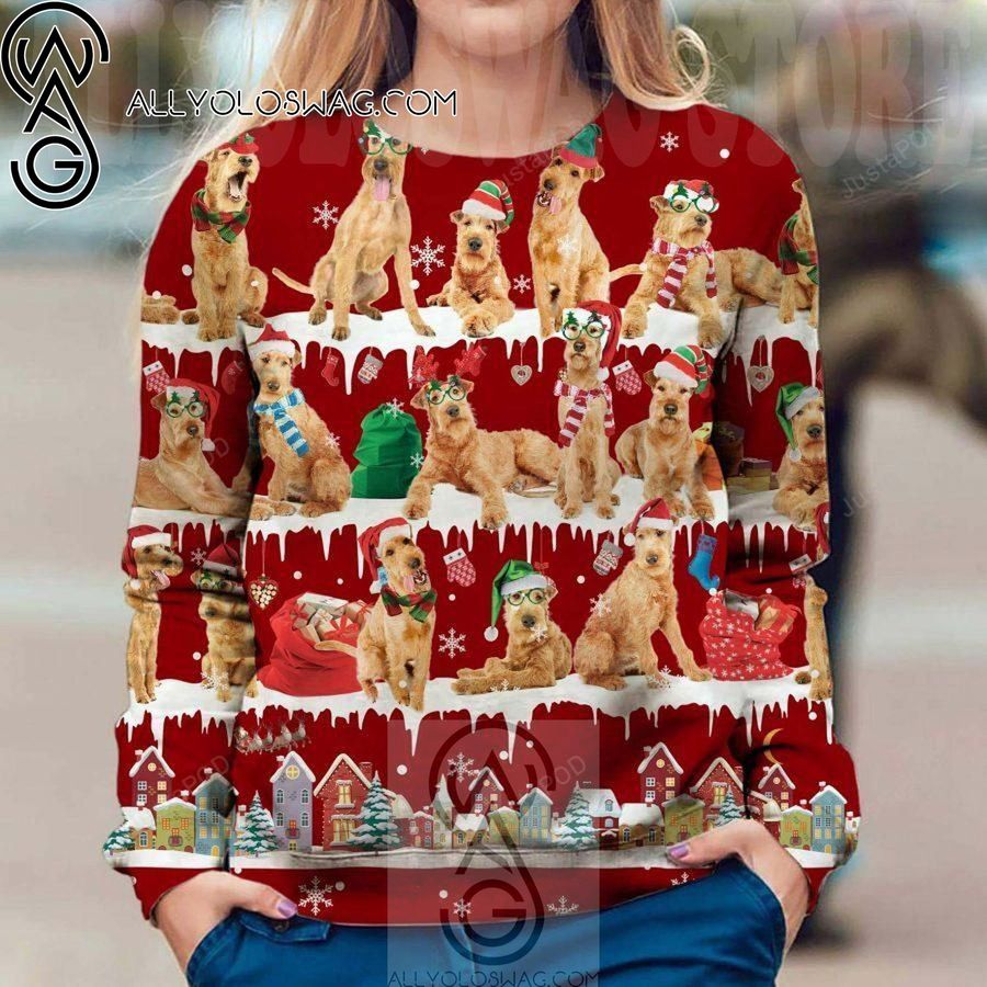 Irish Terrier Snow Christmas Knitting Pattern Ugly Christmas Sweater