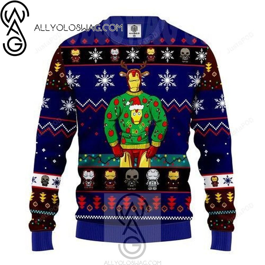 Iron Man Marvel Knitting Pattern Ugly Christmas Sweater