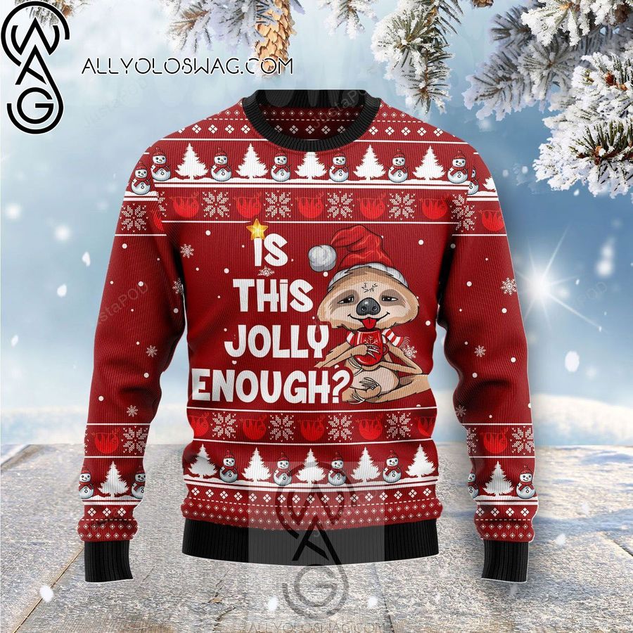Is This Jolly Enough Sloth Christmas Knitting Pattern Ugly Christmas Sweater