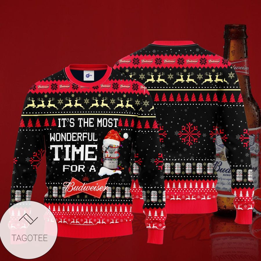 It is  The Most Wonderful Time For A Budweiser Knitted Ugly Sweater