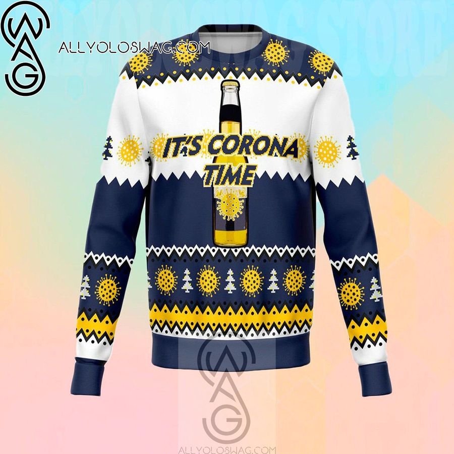 It's Corona Time Knitting Pattern Ugly Christmas Sweater