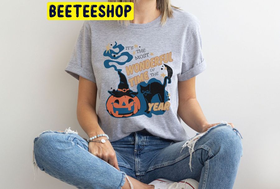 It's The Most Wonderful Time Of The Year, Black Cat, Pumpkin Halloweentrending Unisex Shirt