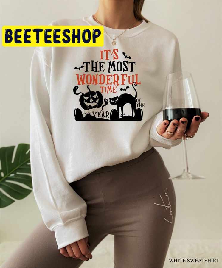 It's The Most Wonderful Time Of The Year Vintage Black Cat Halloween Trending Unisex Shirt