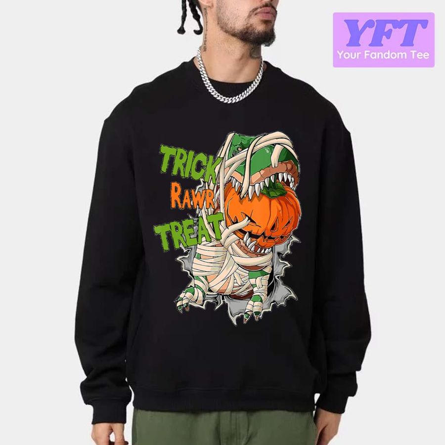 Jack O Lantern Dinosaur Mummy T Rex Halloween Unisex Sweatshirt