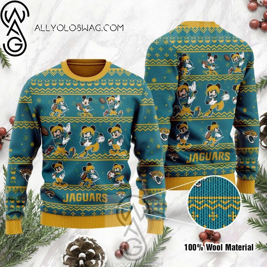 Jacksonville Jaguars Mickey Mouse Holiday Party Knitting Pattern Ugly Christmas Sweater
