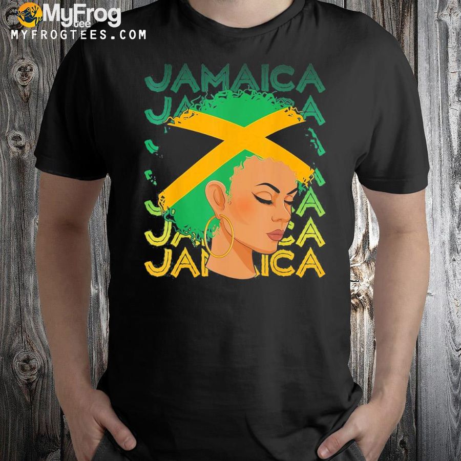Jamaican black girls Jamaica flag hair womens woman shirt