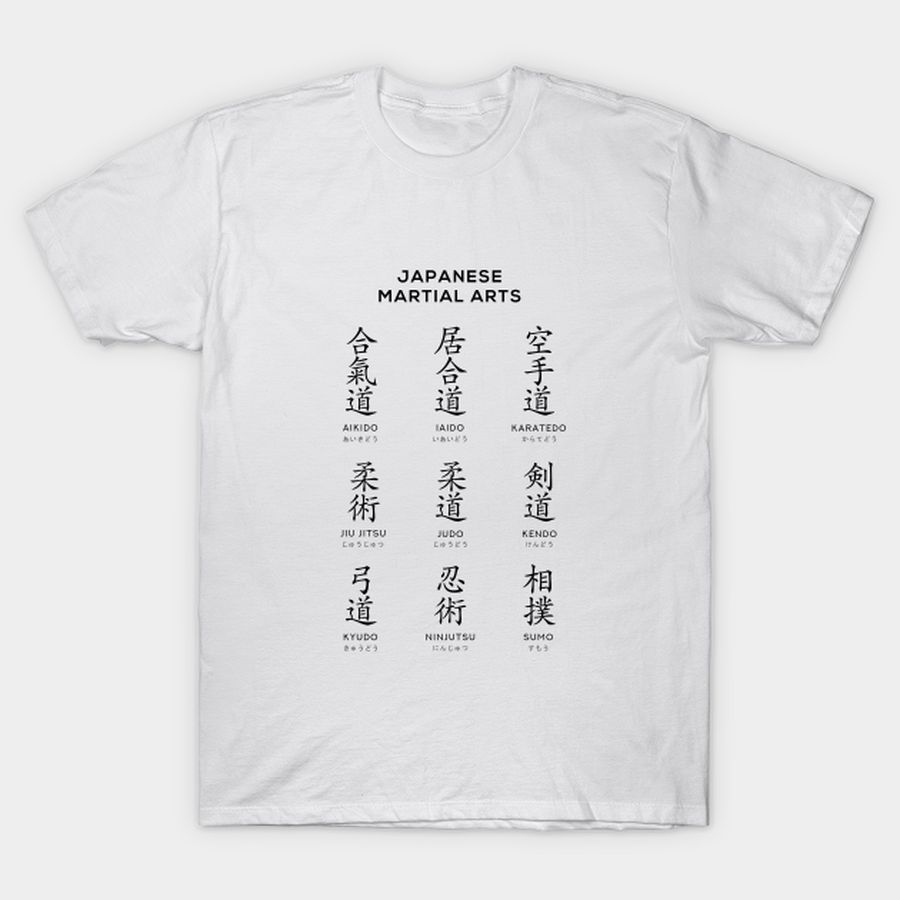 Japanese Martial Arts Chart, White T Shirt, Hoodie, Sweatshirt, Long Sleeve