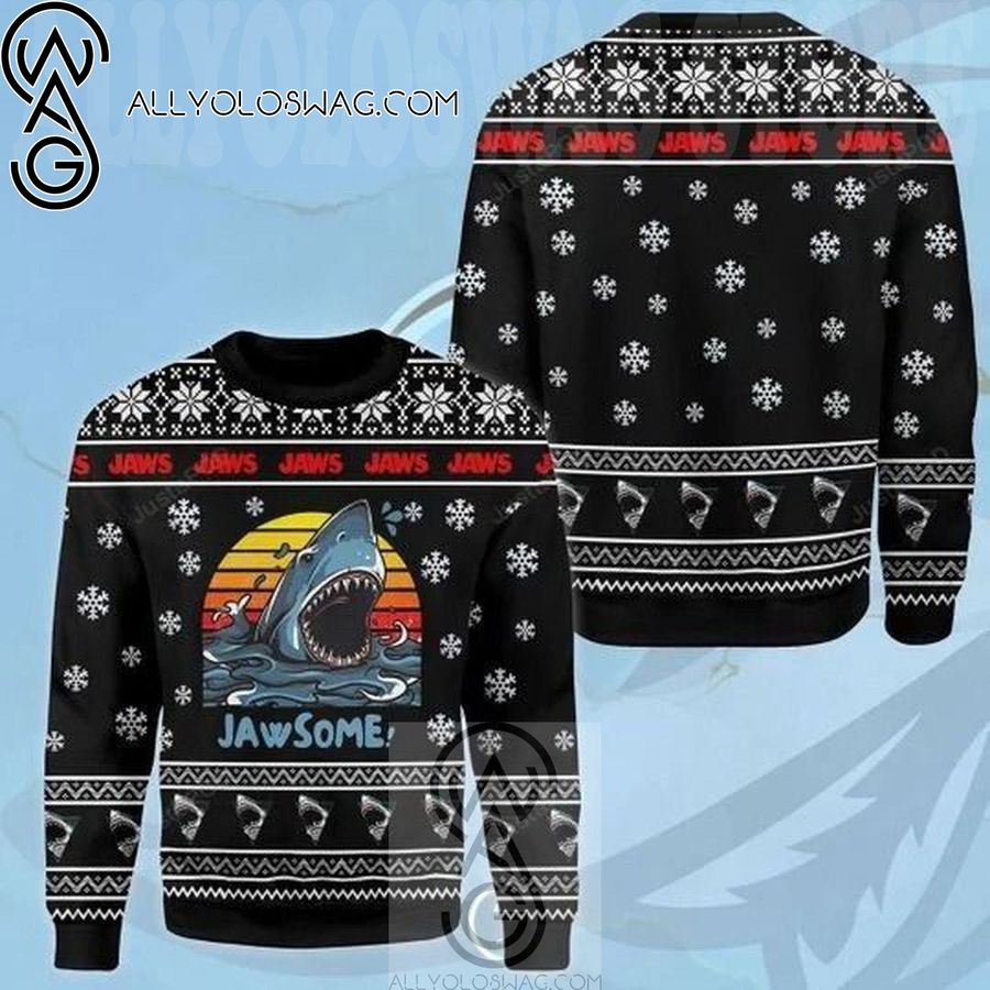 Jawsome Shark For Shark Lovers Knitting Pattern Ugly Christmas Sweater