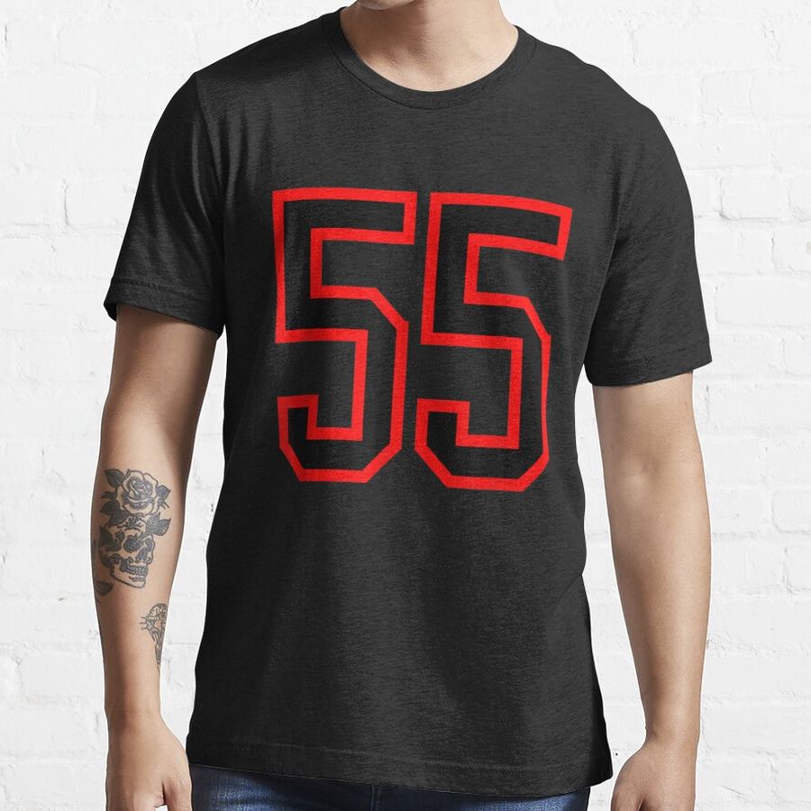Jersey Number #55 Red Black Sports Birthday Lucky Number 55 Essential T-Shirt