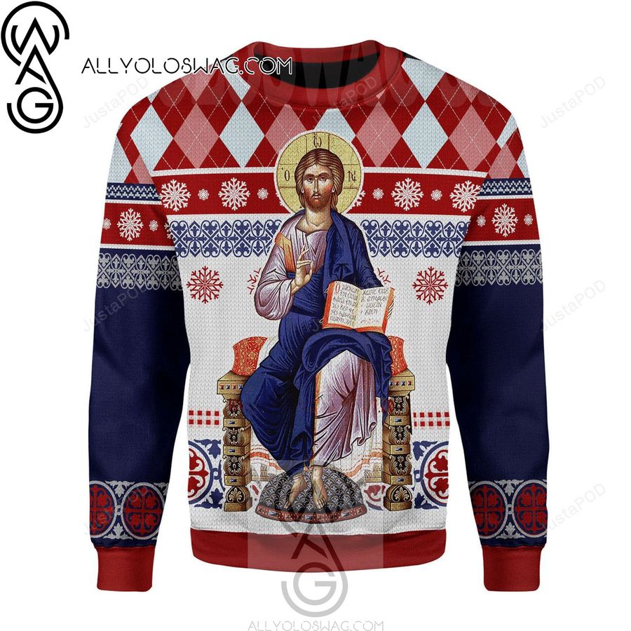 Jesus Evlogon Greek Byzantine Orthodox Knitting Pattern Ugly Christmas Sweater