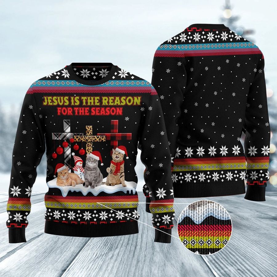 Jesus Is The Reason For The Season Cat Ugly hristmas Sweater Cat Ugly Sweater