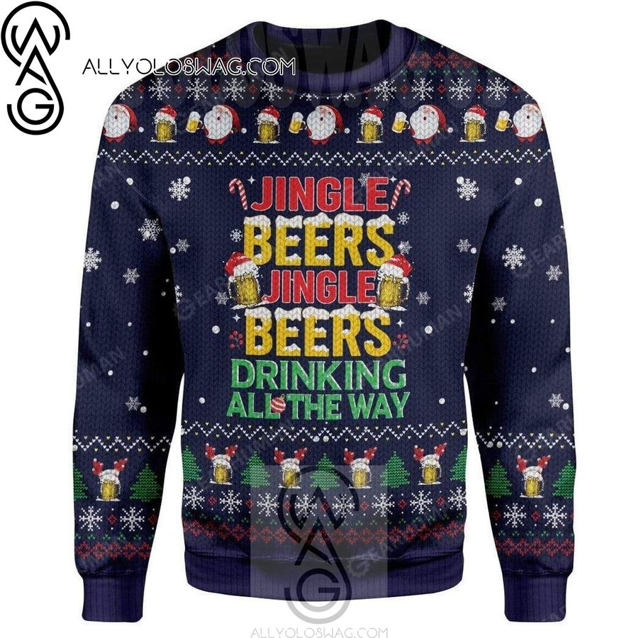 Jingle Beers Jingle Beers Drinking All The Way Knitting Pattern Ugly Christmas Sweater