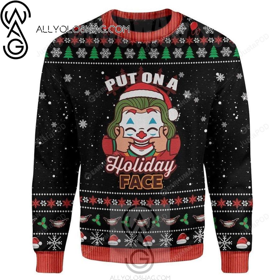 Joker Put On A Holiday Face Knitting Pattern Ugly Christmas Sweater