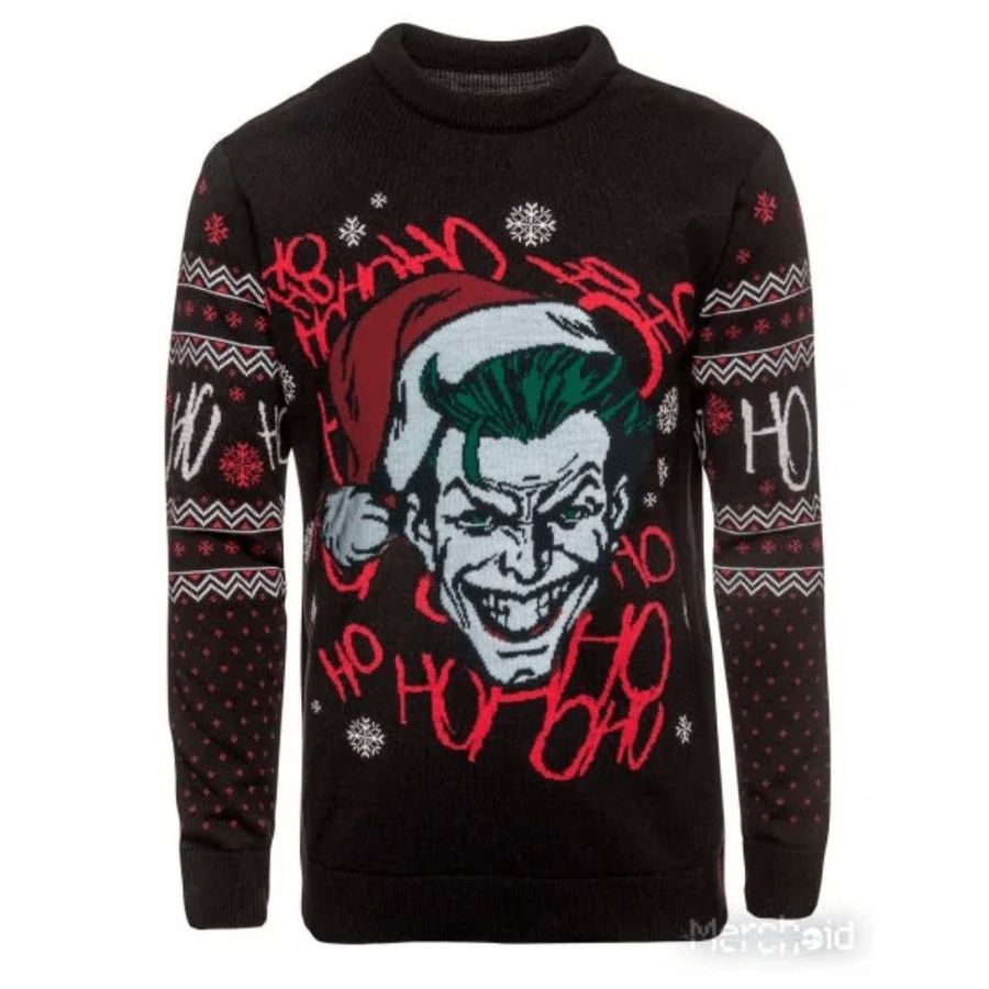 Joker Put On Santa Hat Ho Ho Ugly Sweater