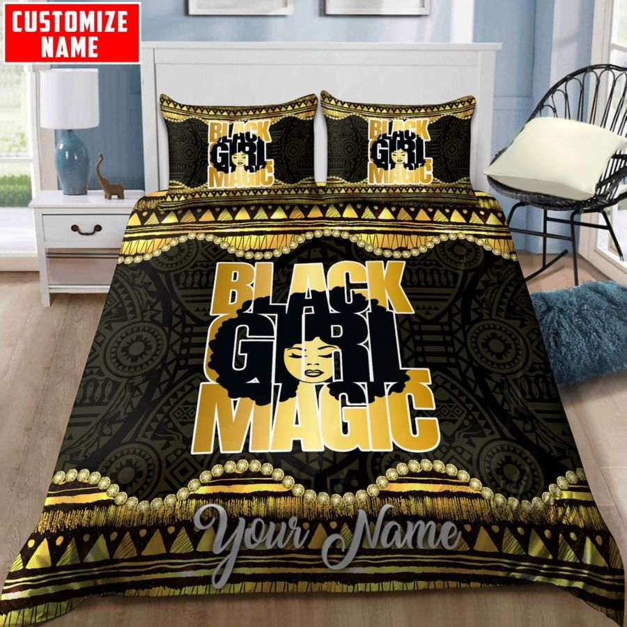 Juneteenth Personalized Black Girl Magic African Bedding Set Duvet Cover Set
