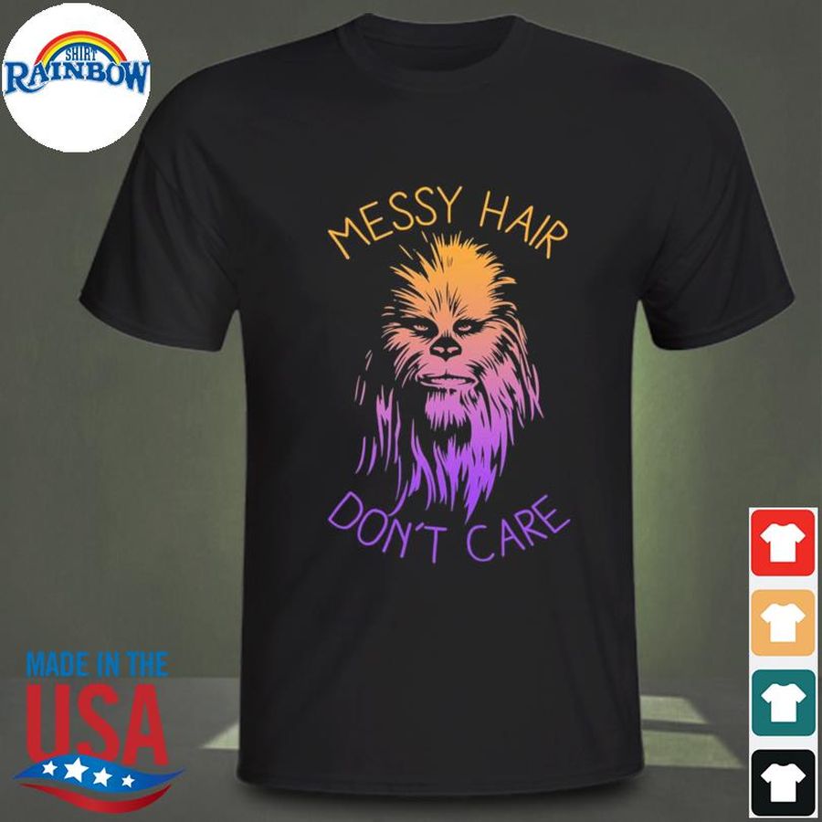 Junior's star wars messy hair don't care chewie graphic shirt
