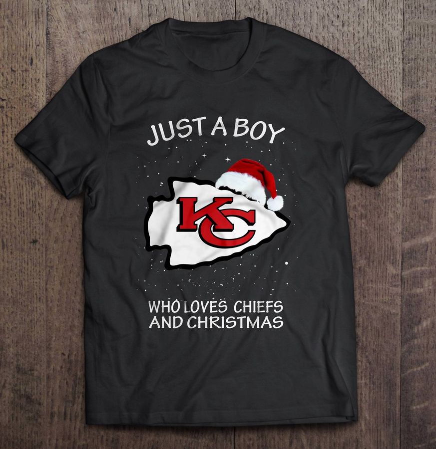 Just A Boy Who Loves Chiefs And Christmas T Shirt